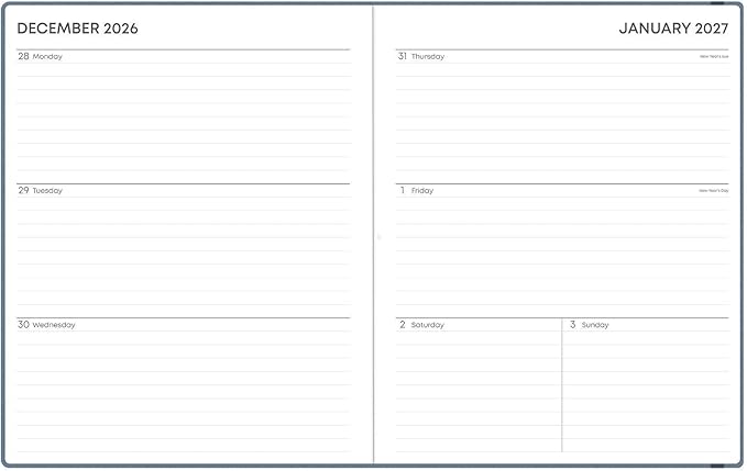 Blue Sky 2027 15-Month Weekly and Monthly Planner Calendar, October 2026 - December 2027, 8” x 10”, Fabric Wrapped Greyboard Cover, Lay-Flat Book Binding, Includes Penloop and Extra 15 Sheets of Notes, Steel Blue