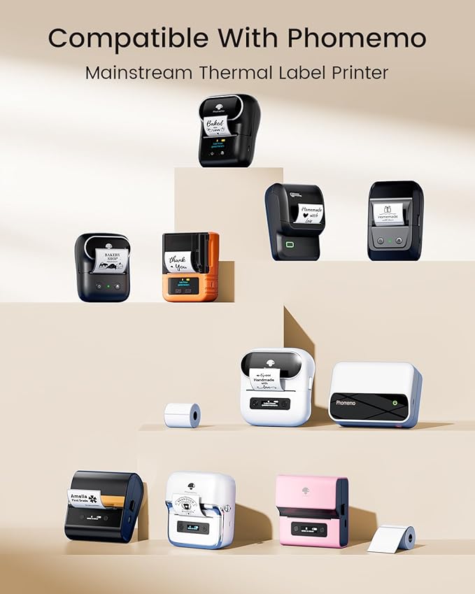 Phomemo Labels M110 -Sticker Labels for M110/M100/M220/M221/M108 Label Printer,1.57"x1.18"(40x30mm), 230 Labels, for Small Business, Home, Office, Black on Yellow