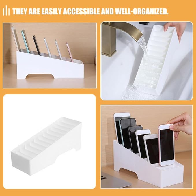 PRETYZOOM Multi-Grid Cell Phone Holder Desktop Organizer Storage Box for Office and Classroom Compact 12-Grid Mobile Phone Storage Rack Space-Saving Organizer for Desk