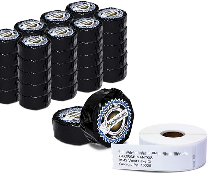 OfficeSmartLabels 1-1/8 x 3-1/2 inch Address Labels, Compatible with 30252 Labels (42 Rolls / 350 Labels Per Roll)