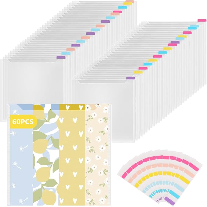 60PCS Scrapbook Paper Storage Organizer, 12x12 Inch Clear PP Scrapbook Paper Storage Organizers for Cardstock, Vinyl Paper, File