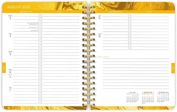 Crackled Blush | 2027 6 x 7.75 Inch 18 Months Weekly Desk Planner | Foil Stamped Cover | July 2026 - December 2027 | Plato | Planning Stationery
