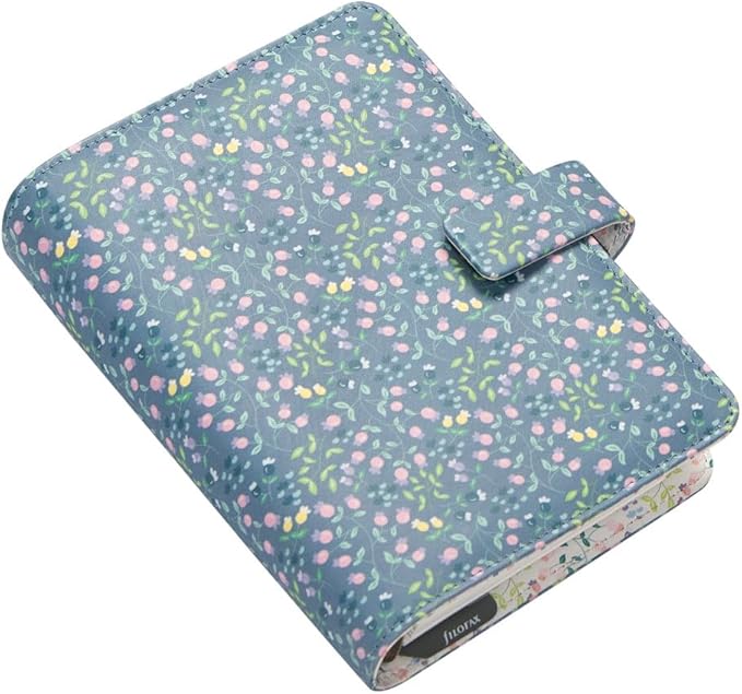 Filofax Meadow Organizer, A5 Size, Blue - Smooth, Leather-Look, Six Rings, Week-to-View Calendar Diary, Multilingual, 2025 (C021700-25)