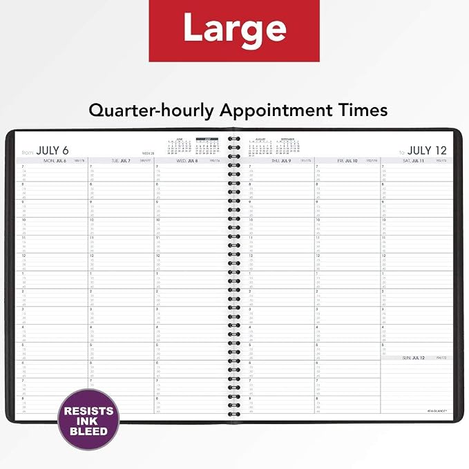 Academic Planner 2020-2021, AT-A-GLANCE Weekly Appointment Book, 8-1/4" x 11", Large, Black (7095705)