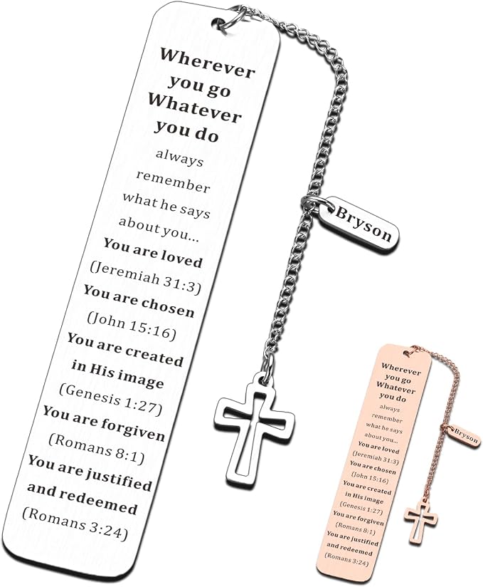 Personalized Bible Bookmarks - Custom Name Inspirational Christian Bible Religious Bookmarks Gifts for Women Men Book Lovers (Style-4)