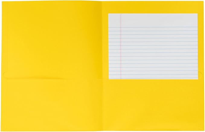 School Smart Extra-Large Folders with Pockets, 9 x 12 Inches, Yellow, Pack of 25