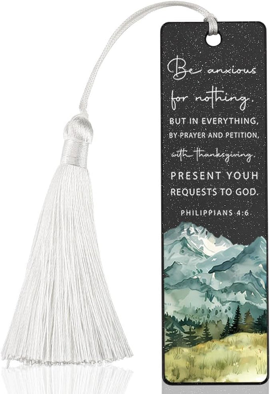 Christian Peaceful Bookmark, Comforting Gift for Believers, Uplifting Present for Anxious Readers, Faith - Based Reading Gift, Unique Mountain & Scripture Design Bookmark, WCB50