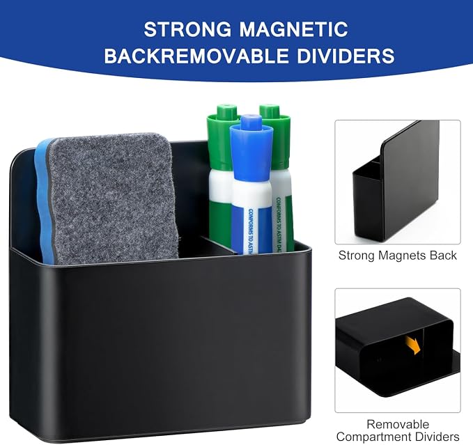 Simetufy Magnetic Dry Erase Marker Holder, Magnetic Pen Holder, Whiteboard Marker Holder, Magnetic Marker Holder for Fridge, Whiteboard, Locker, Magnetic Cup for Dry Erase Board, 1 Pack, Black