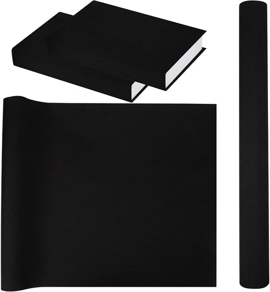 Book Cloth for Book Binding 57×17 Inch Black Fabric Surface Paper Backed Book Cover
