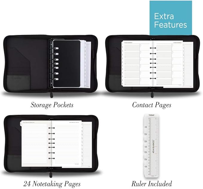 AT-A-GLANCE Genuine Leather Undated Starter Set, Desk Size, Black (031-0540-05)