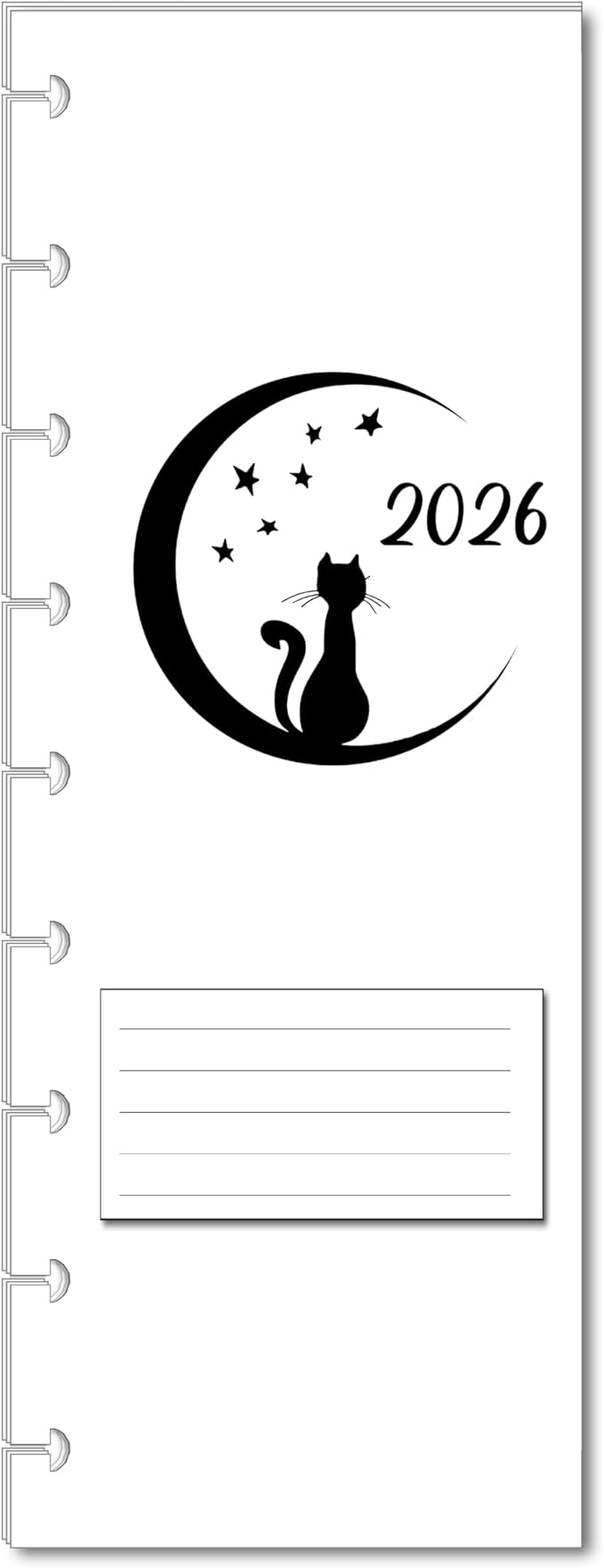2026 Monthly Planner Calendar Refills for 7,8,9,11 Disc Mini, Classic, Skinny, Junior, Big size Discbound, Happy Planners, Loose-Leaf Inserts, 12 Month (9 Disc Skinny, Cat)