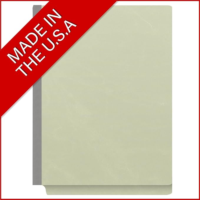 25 Pt. Pressboard Classification Folders, Full Cut End Tab, Letter Size, 2 Dividers, Light Green (Box of 10)