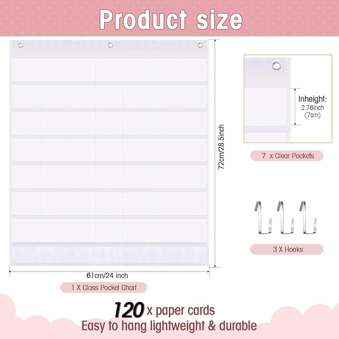 Sinload Classroom Calendar Pocket Chart Set Calendar Bulletin Board Set Seasons Festival Weather Pocket Chart for Classroom Decoration Back to School Supplies(Modern Boho 2,White)