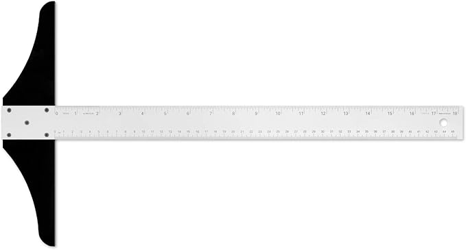 Alumicolor 18-inch Non Slip Standard Aluminum T-Square for Art Framing & Drafting, Silver