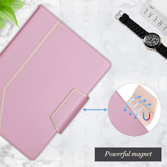 Toplive Portfolio Case, Conference Folder Executive Business Padfolio with Document Sleeve, Letter/ A4 Size Clipboard, Business Card Holders, Portfolio Padfolio for Women & Men, Rose Gold