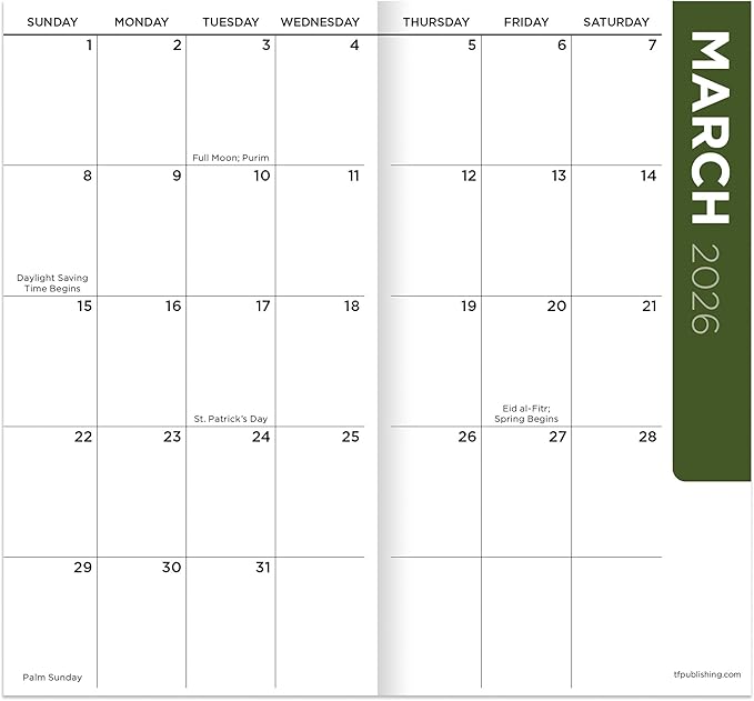 TF Publishing 2026-2027 Bible Small Monthly Pocket Planner with 2 Page Large Calendar Grid and Lined Notes Section - 2 Year Pocket Calendar 2026-2027 Perfect for Purse - 3.5in x 6.5in