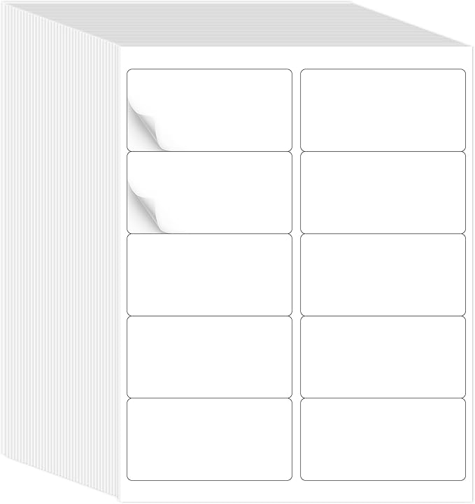 L LIKED 2" x 4" Label Stickers, Printable White 10 per Sheet Total 15,000 Labels, for Laser/Inkjet Printing - Matte (1500 Sheets)