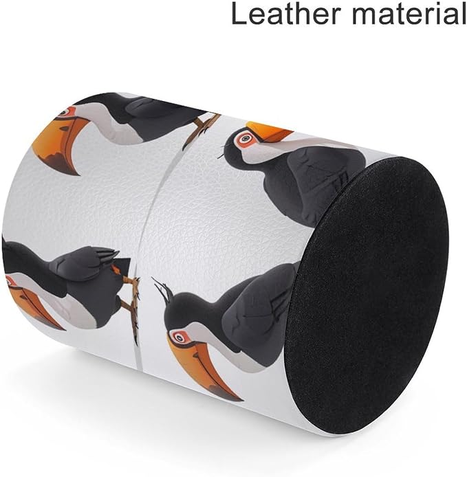 A Friendly Toucan Pencil Holder Round Pen Cup Different Poses PU Leather Marker Holder Makeup Brush Holders Desk Accessories Workspace Organizers for Home School Office