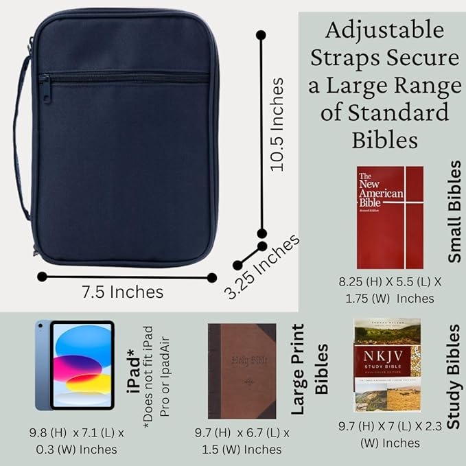 S.F. Creations Premium Bible & Book Carrying Case with Journaling Accessories - Convenient for Men, Women, Teens, and Kids, Navy (Navy)