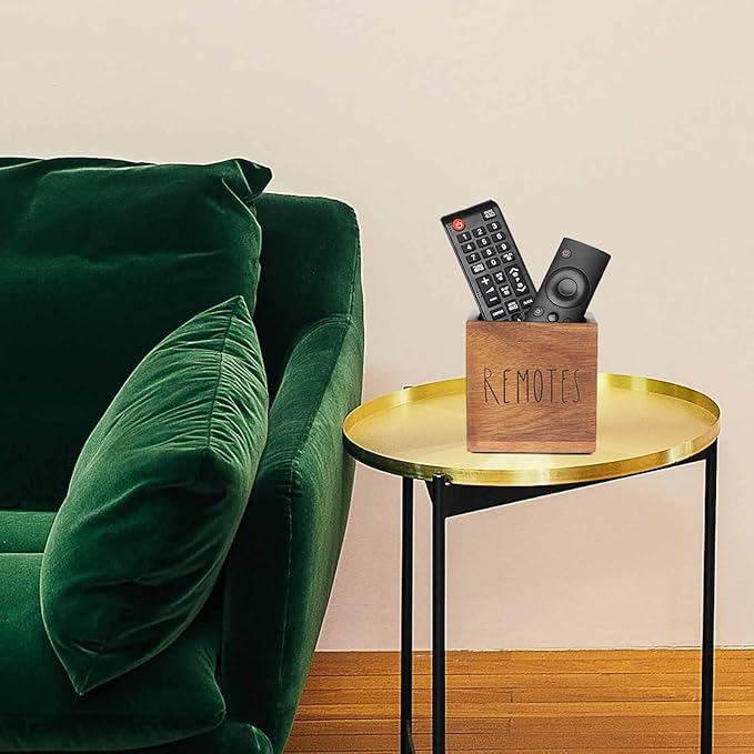 LBEMEY Acacia Wood Remote Control Holder, TV Remote Holder, Remote Organizer for Table,Home,Living room, bedroom for Wooden Remote Box (Brown, S,for 2 or 3 Remote Controls)