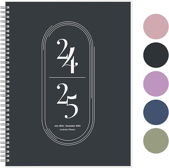 Rileys Academic Planner 2025-2026, Daily, Weekly & Monthly Planner, July 2025 - June 2026, Student Notes Pages, Twin-Wire Binding, Weekly Agenda for School & Work (8.5 x 11-Inches, Black)