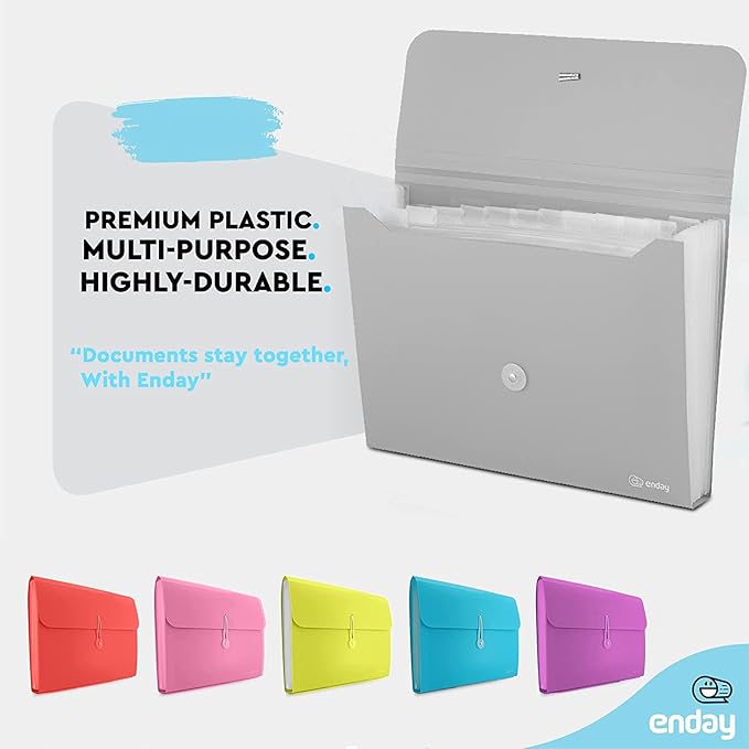 Accordion File Organizer 13 Pocket Expanding File Folder with Labels, Accordion File Organizer Letter Size Letter A4 Paper for Receipts, Bills and Documents 13" x 9.5” –By Enday