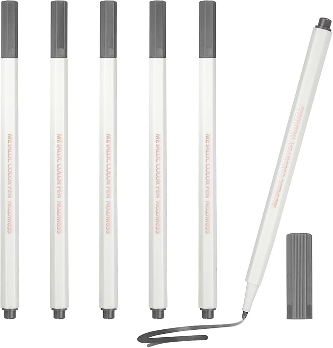 PATIKIL Metallic Marker Pens, 6Pcs Permanent Markers Medium Tip Quick Dry Paint Pen on Plastic Wood Stone Glass Canvas DIY Crafts Art Supplies for Drawing Writing Marking, Black