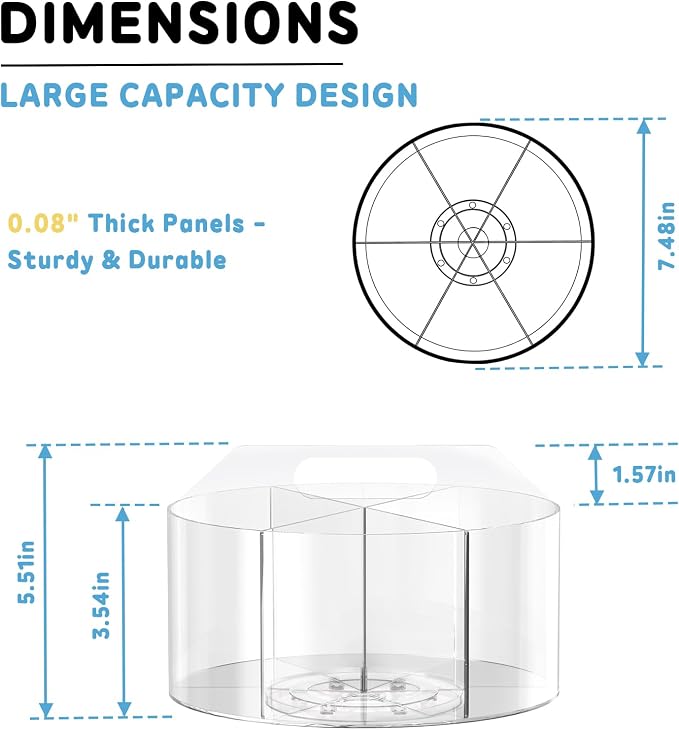 SUPEASY Acrylic Rotating Pencil Holder, 360° Clear Pen & Marker Organizer with 6 Compartments and Carry Handle, Crayon Art Supply Organizer for Desk, Home, Office, Classroom