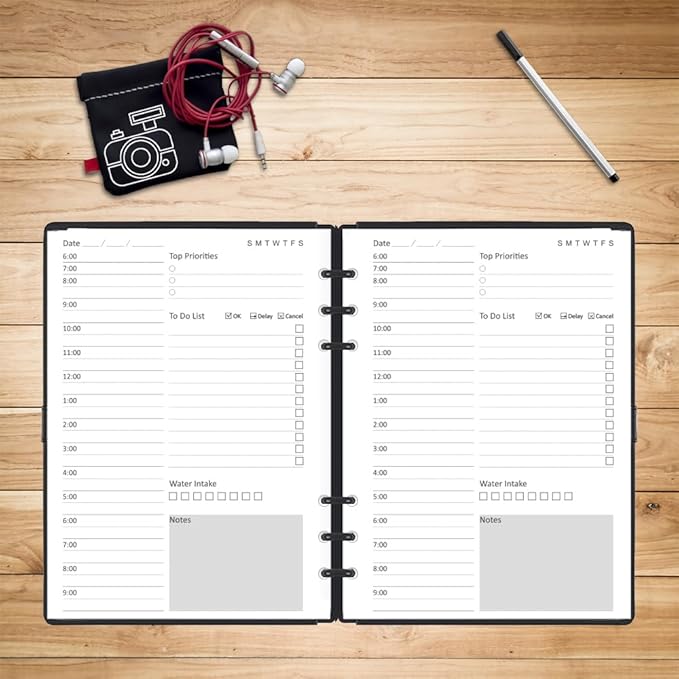 (3 Pack) Undated Daily Planner Refill - A5 Planner Inserts, 300 Sheets/600 Pages, 6 Hole Refills Paper, Planners Refills for Filofax, College Ruled, 5.8 X 8.26 Inch, 6-Hole Punched, 100gsm