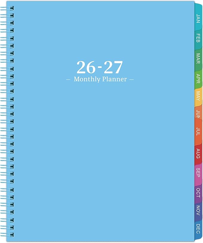 Monthly Planner 2026-2027 - Planner/Calendar 2026-2027, Jul 2026 - DEC 2027, Monthly Planners with Colorful Tabs, Planners for Daily Organizing - Waterproof Cover (8" x10", Notes Pages, Light Blue)