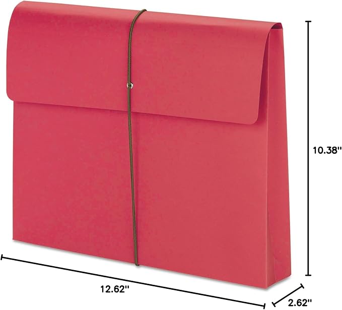 Smead Colored Expanding File Wallet with Flap and Cord Closure, 2" Expansion, Letter Size, Red, 10 per Box (77205)
