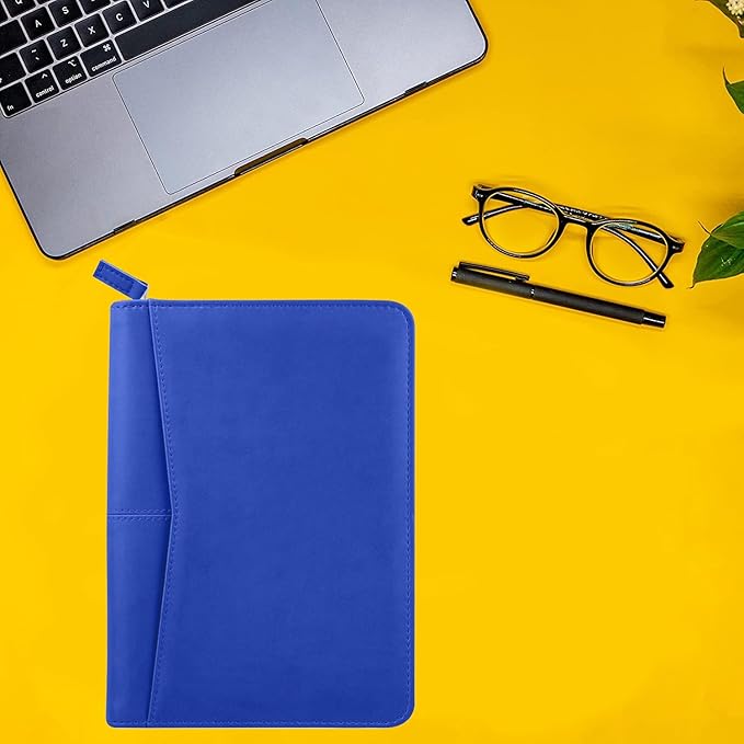 Junior Padfolio/Resume Portfolio Binder with Refillable Lined Notepad, A5 Padfolio Folder, Business Portfolio, Multi-Function Case, A5 Writing Pad Included, Royal Blue