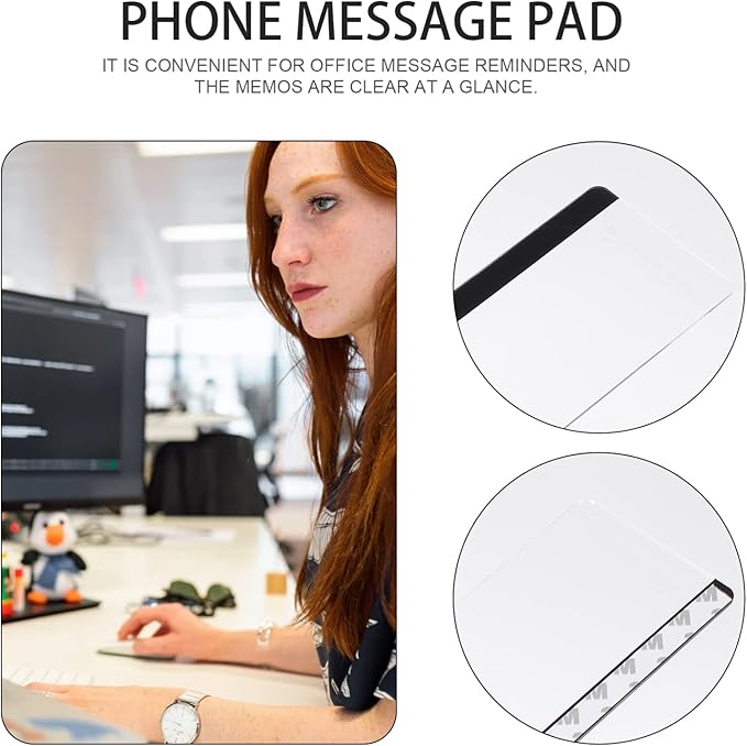 Mobestech Transparent Acrylic Memo Board with Phone Holder for Computer Monitor Right Side Screen Panel Office Gadget Message Reminder 11.02X3.07 Inches
