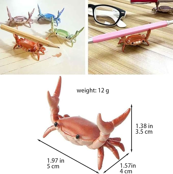 1Pc Red Desk Crab Pen Holder, Creative Weightlifting Crab Pen Stand, Funny Desk Decor Supplies Holders, Pencil Holders