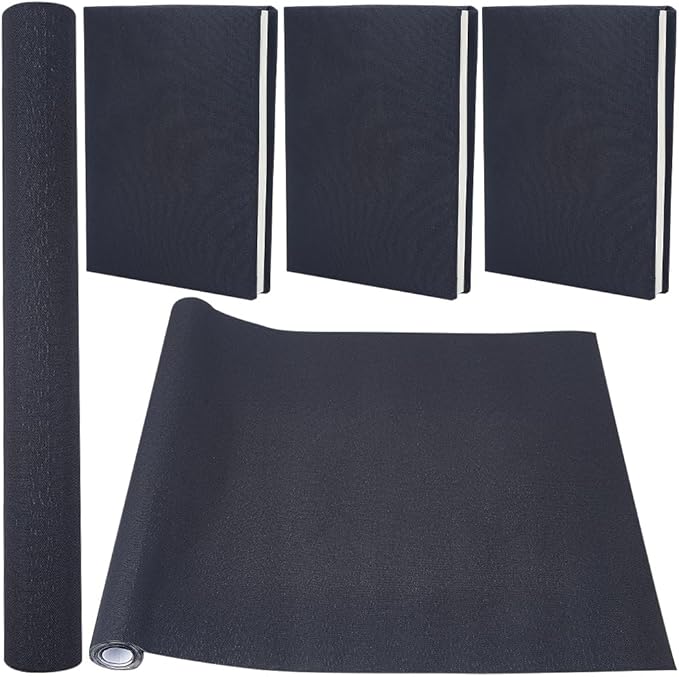 CRASPIRE 51 x 11.8inch Linen Book Cloth for Book Binding Fabric Surface Paper Backed Bookcover Books Album Scrapbooking Archival DIY Covering Protector Bookcloth Bookbinding Supplies Black