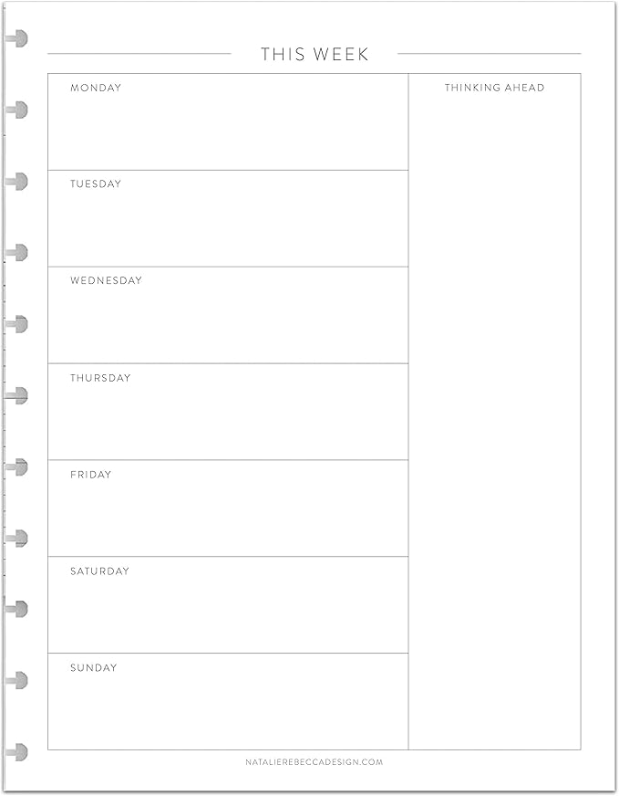 BetterNote This Week Refill Pages for Discbound Notebooks, Fits Big Happy Planner, Levenger Circa, Staples Arc, Talia (Classic- 6 months, 11-Disc, 8.5"x11")