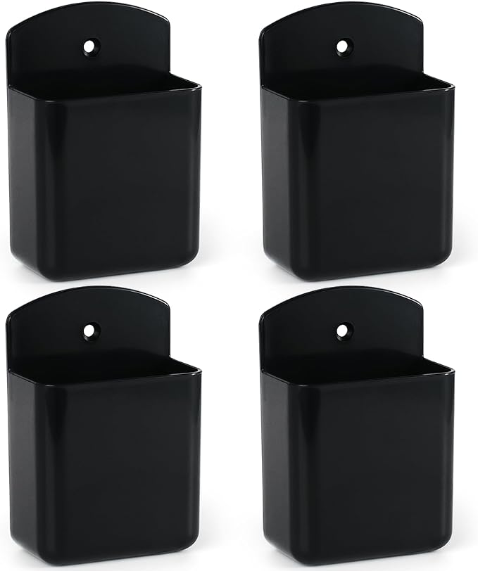 4 Pcs Remote Control Holder Wall Mount, TV Controller Holder, Self Adhesive Remote Holder, Wall Pen Holder Storage Accessories for Home Office School (Black)