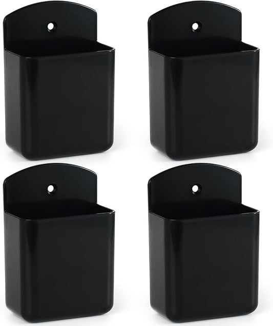 4 Pcs Remote Control Holder Wall Mount, TV Controller Holder, Self Adhesive Remote Holder, Wall Pen Holder Storage Accessories for Home Office School (Black)