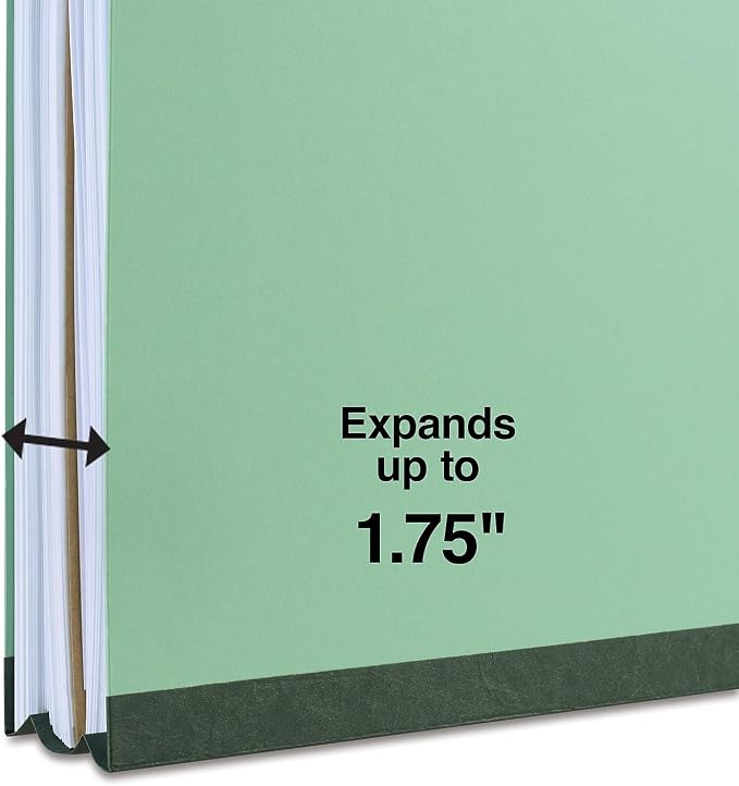 Staples Colored Pressboard Classification Folder, Legal Size, 1 Partition, Green, Durable Construction, 20/Pack