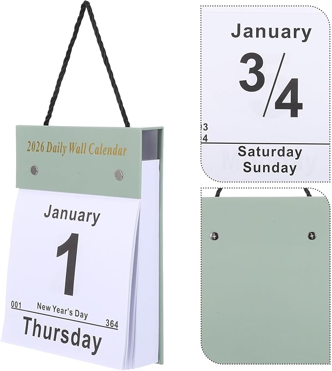 SEWACC Tear-off Daily Wall Calendar 2026 Large Print Vertical Hanging Planner Easy Read Day-to-day Organizer for Home Office School Study Room