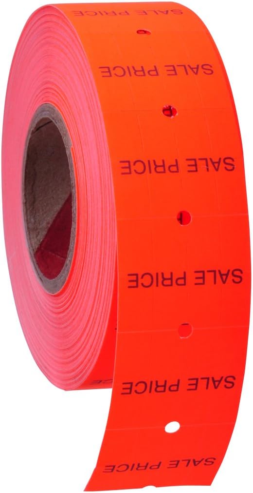 Fluorescent Red with Black "Sale Price" Labels to fit Towa®GL/ SpeedyMark4/ Halmark Model "L" Price Guns 16 Pack (Free Ink Roll Included)