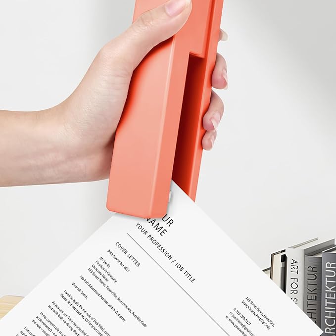Stapler 25 Sheet Capacity with 830 Staples and Staple Remover, Full Strip Staplers for Desk, No Jam, Non-Slip for Office & School, Orange