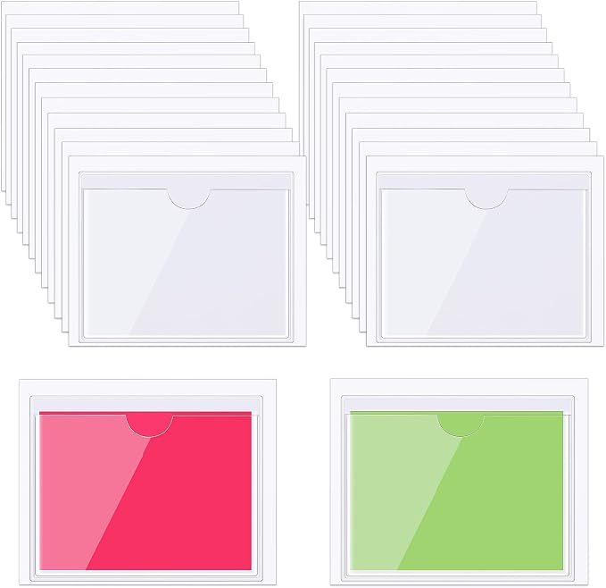 30 Pack Self-Adhesive Index Card Pockets with Top Open for Loading - Ideal Index Card Holder for Organizing and Protecting - Crystal Clear Plastic (5.9 x 4.7 Inches)