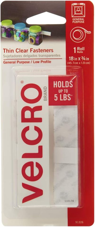 VELCRO Brand - Thin Clear Fasteners | Perfect for Home or Office | 18in x 3/4in Tape