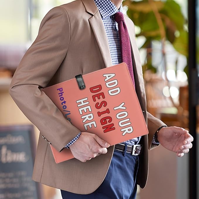 Personalized Padfolio with Logo, Custom Business Portfolio with A4/US Letter Writing Pad Holder for Resumes and Interviews, Salmon