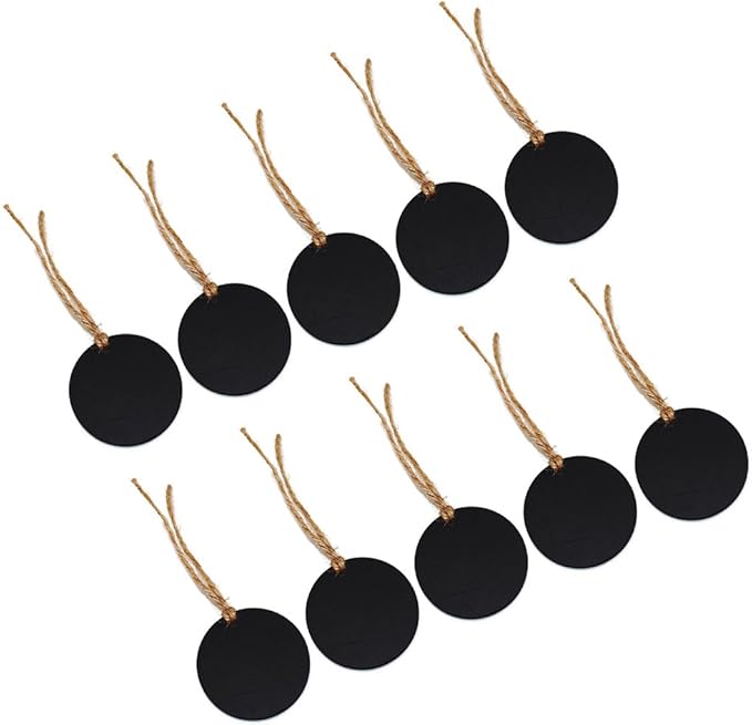 ULTNICE 10Pcs Small Blackboard Pendant with Hemp Rope Double-Sided Mini Chalkboard Signs for Home Decor Wedding Tags and DIY Crafts