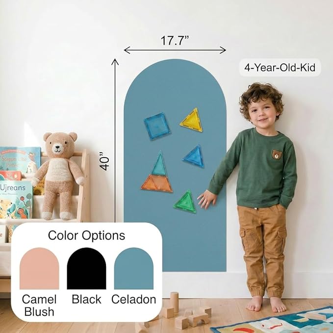 YOUNGJQ Magnetic Arch Wall Decal, Magnetic Chalkboard for Wall 39" x 18" Adhesive Backing Wallpaper for Playroom Home(Celadon)