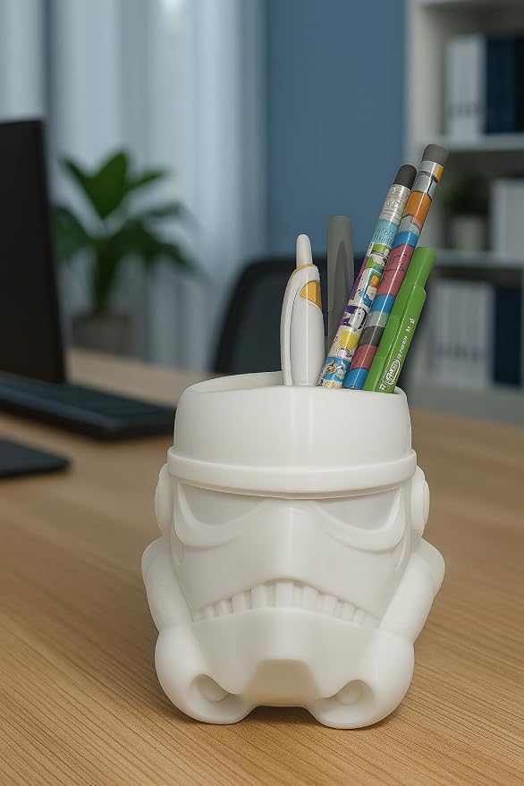 Stormtrooper Pen and Pencil Holder, White vase for plants 3D PRINTED