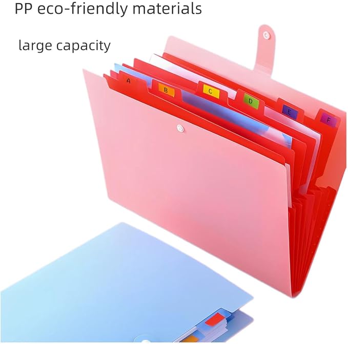 Blue Accordion File Folder 8 Pockets Expanding File Organize with Labels,A4 Letter Size Paper Document Receipt Organizer Accordion Filing Folder for Classroom,Home,Office