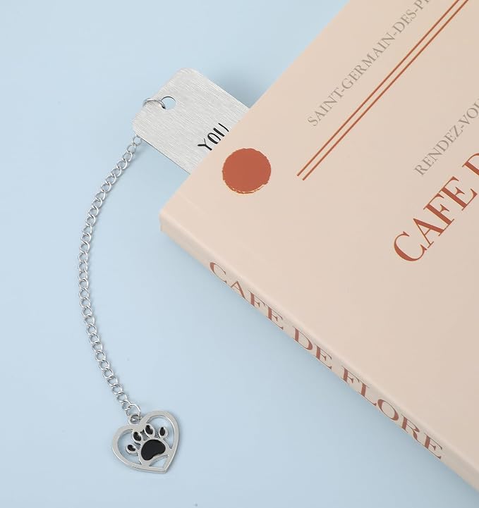 Cat Bookmarks, 2 Pcs Stainless Steel Black Cat Bookmark for Women, Men, Kids, You Paused Here Cute Book Marks for Book Lovers, Birthday, (Silver & Black)